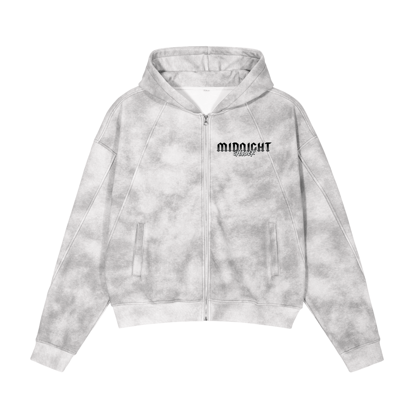 Dirty Washed Boxy Zip-up Fleece Hoodie
